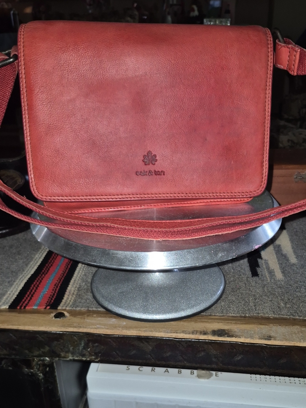 Oak&Tan Italian Red Leather Shoulder Bag. Sz 10"×9" 12 " Drop. Made In Italy.